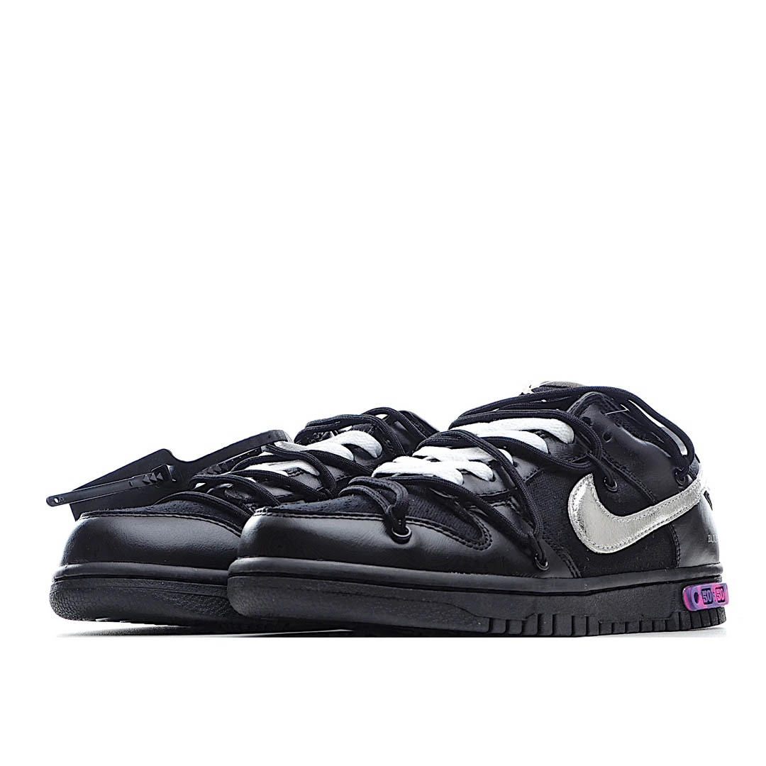 Nike 0ff-White x Nike Dunk Low Black Silver Purple