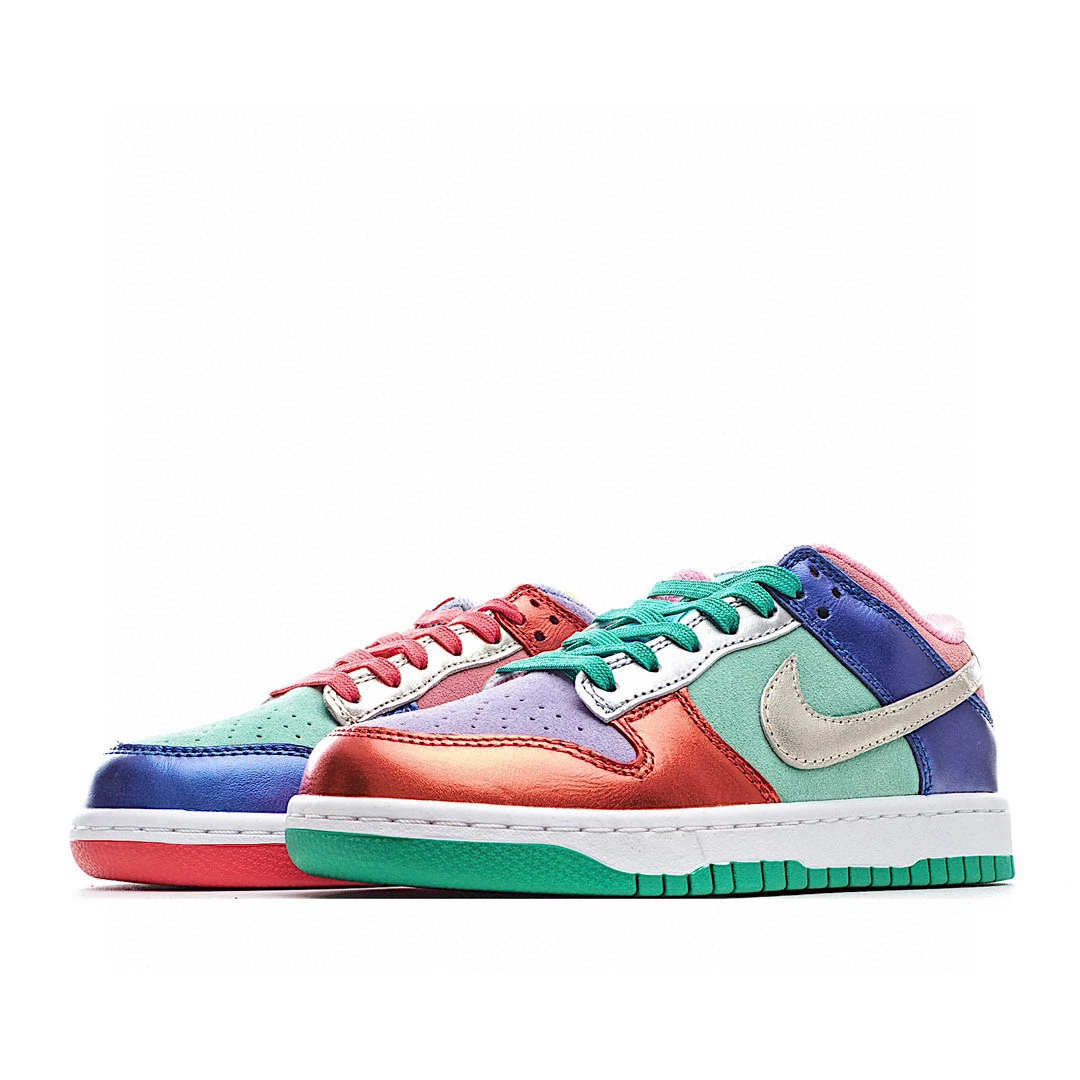 Nike Dunk Low Sunset PulseSB Sneakers Blue Pink Silver Green Red