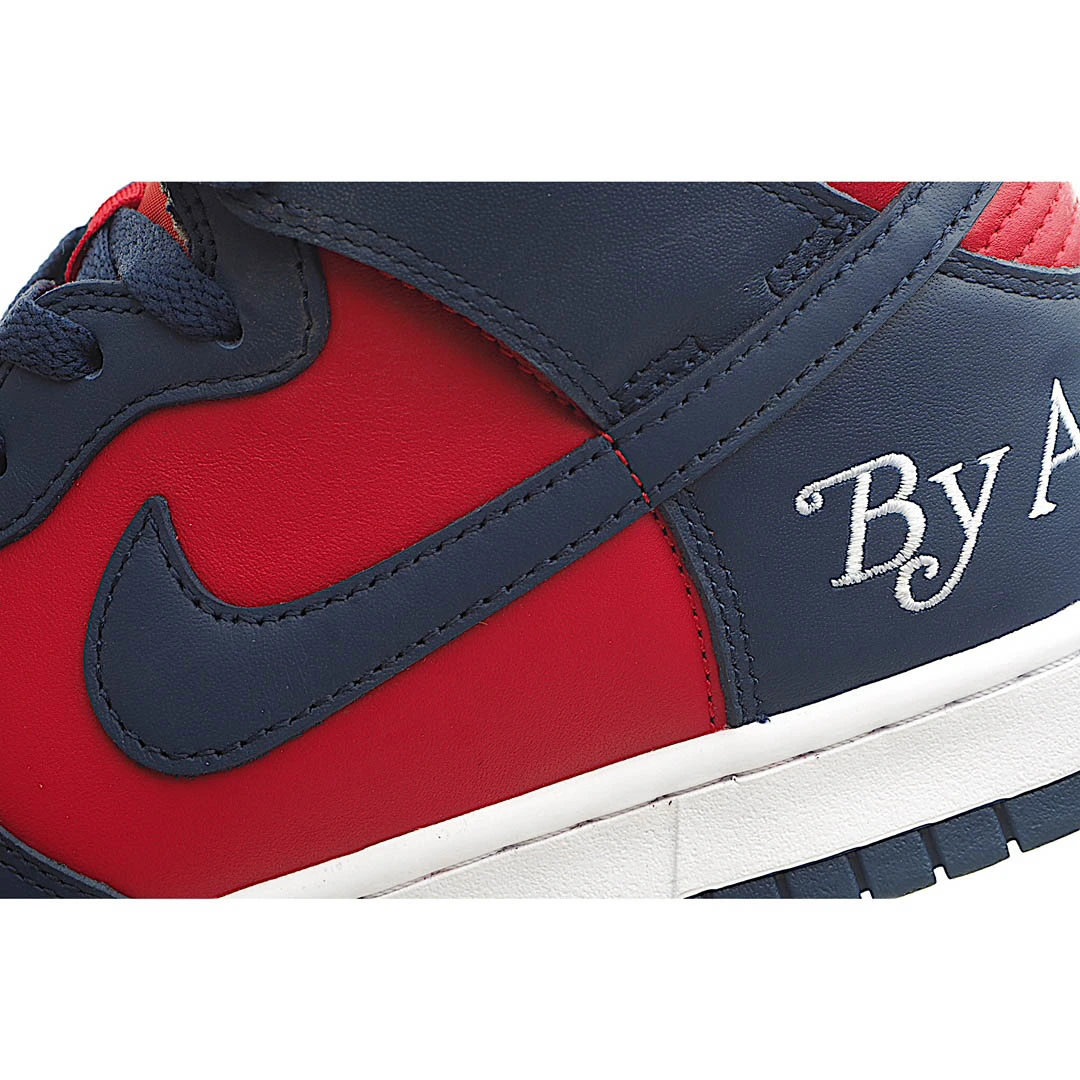 Supreme x Nike SB Dunk High By Any Means Red and Blue Sneakers