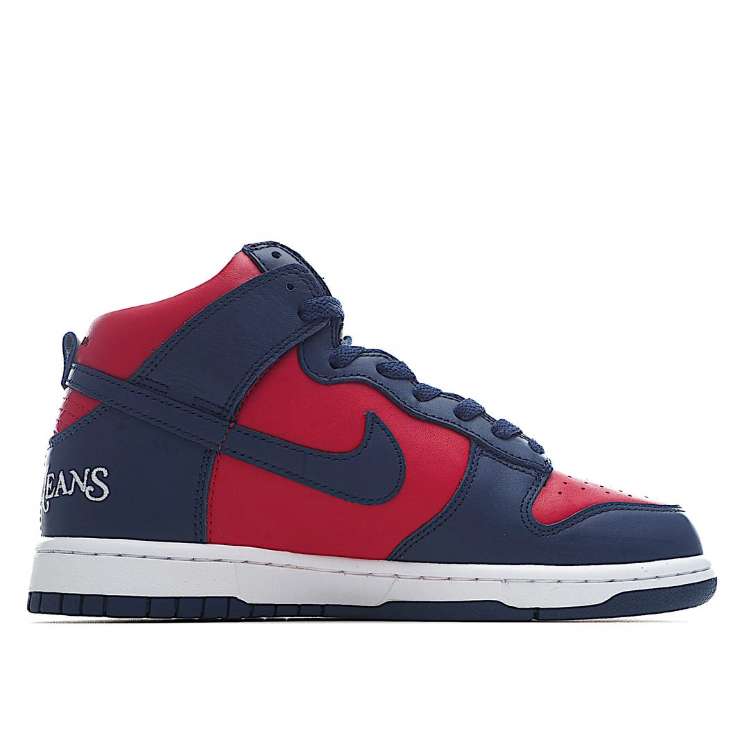 Supreme x Nike SB Dunk High By Any Means Red and Blue Sneakers